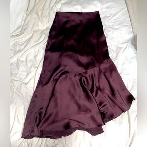 Zara Satin Midi Skirt with Ruffle/Flare/Asymmetrical